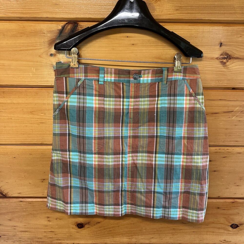VTG Christopher & Banks Plaid Skirt Skort Cotton Blend Size 6 W Pockets